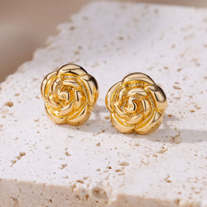 Vintage Rose Earrings - Gold