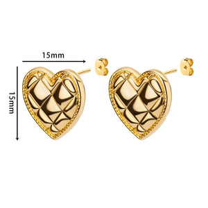 Vintage Heart Earrings - Gold