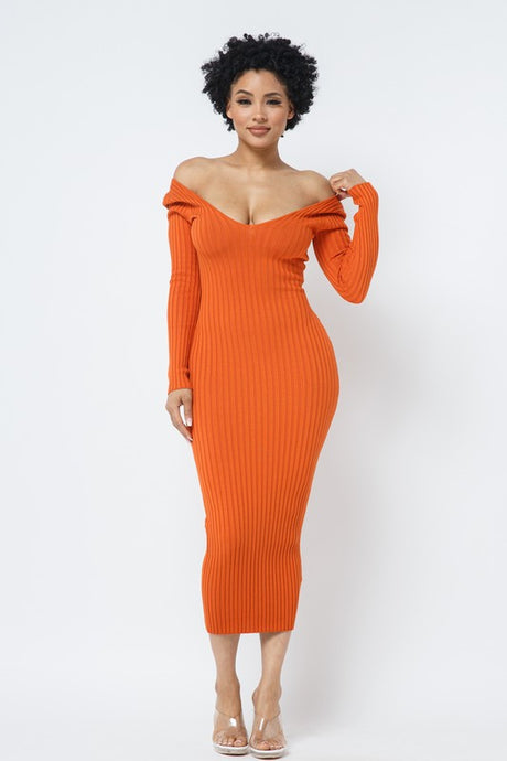 Kelsy Sweater Dress - Burnt Orange