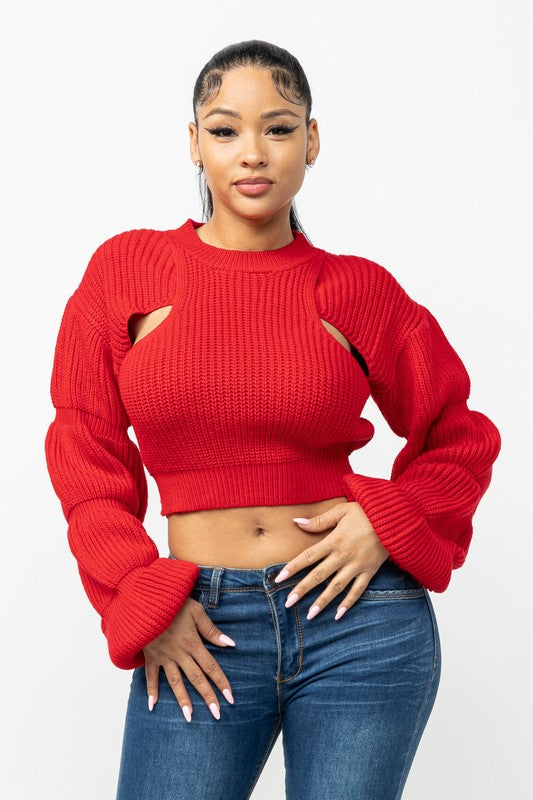 Haven Knit Crop Sweater in Scarlet.