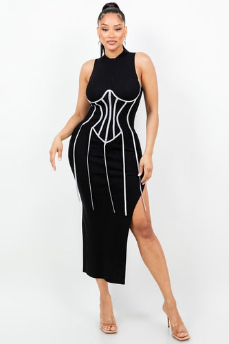 Midnight Muse Corset Knit Dress