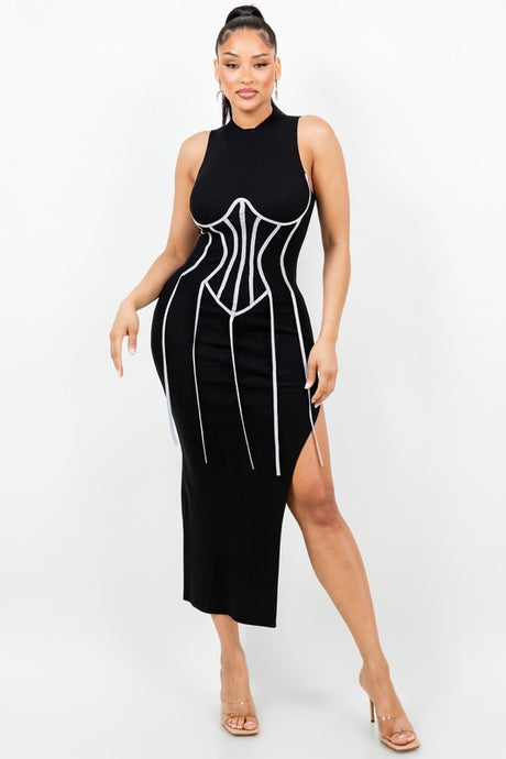 Midnight Muse Corset Knit Dress
