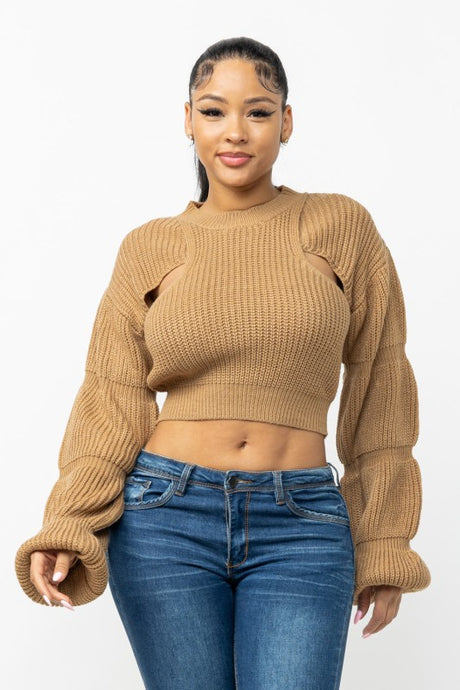 Haven Knit Crop Sweater in Cocoa