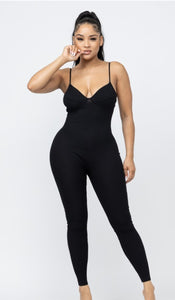 Hey Babe Ribbed Jumpsuit- Black