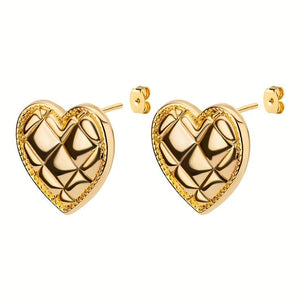 Vintage Heart Earrings - Gold