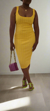 Just Golden Ribbed Dress - Yellow